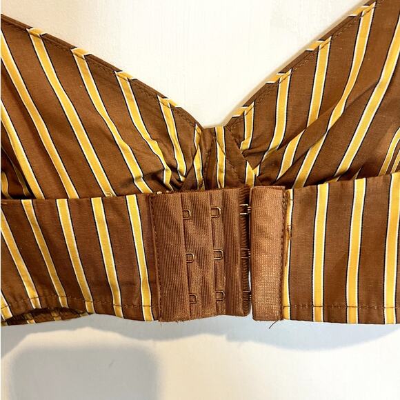 DISSH | Women's Striped Cami Cropped Bralette Crop Top Brown Yellow Size US 2 - Picture 4 of 6